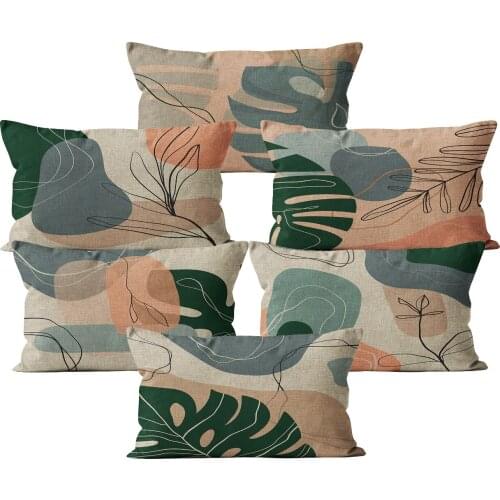 Cushion Cover Plant Linen Colorful Throw Pillow Case Car Decor Home Decoration 30x50 Abstract Decorative Pillowcase
