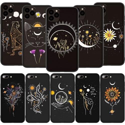 T180 Sun Flowers Cat Snake Moon Silicone Soft Case for iPhone 12 Mini 11 Pro XS Max XR X 8 7 6 6S Plus 5 5S SE 2020