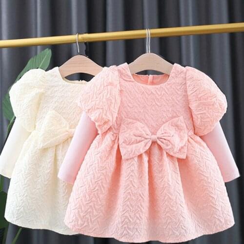 Winter Fall Newborn Baby Girls Dress Long Sleeve Bow Clothes Children Kids Costumes Rompers Vestidos Bebe Mesh 16 18 Month
