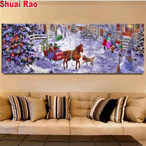 Diy diamond paintings 5d Merry Christmas diamond embroidery sale snow house kid happy 3d picture of rhinestone mosaic kit