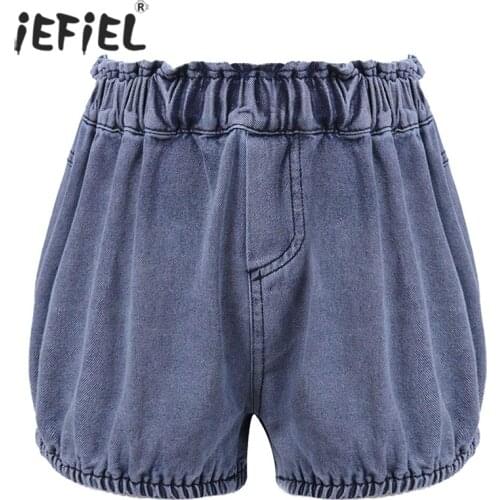Baby Boys Girls Jeans Elastic Waist Ruffle Bloomers Toddler Baby Girl Solid Denim PP Shorts Clothing Summer Clothes Diaper Cover