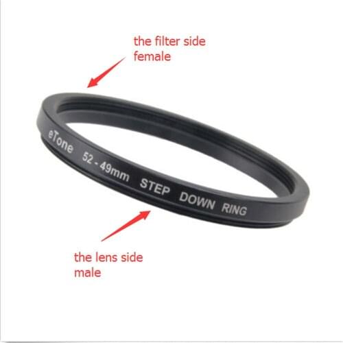 ETone 52mm Lens to 49mm Accessory 52-49mm Step Down Metal Adapter Filter Ring