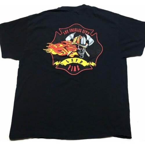 Los Angeles Fire Department Unique Skull Flames Logo Printed T-Shirt. Summer Cotton O-Neck Short Sleeve Mens T Shirt New S-3XL