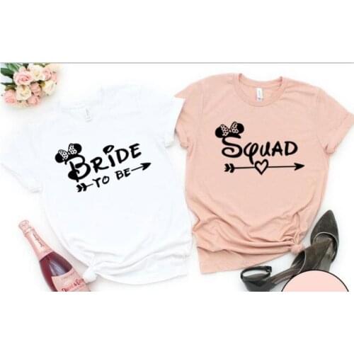 Bride To Be Squad Bachelorette Party Tshirt Fashion Graphic Women Tshirt Cotton O Neck Female Short Sleeve Tees Plus Size Shirts