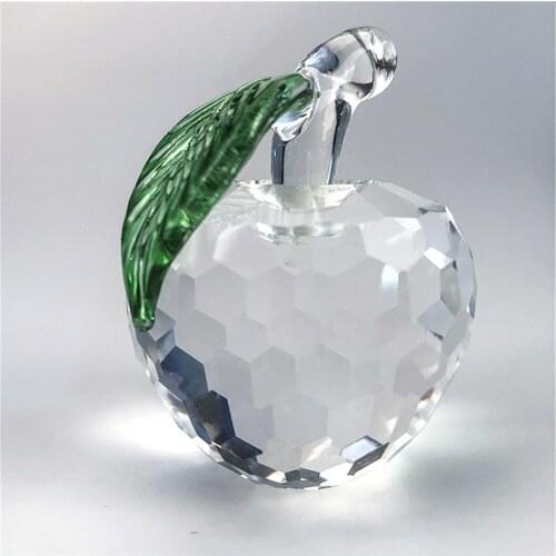 Faceted Apple Crystal Paperweight Various Color 40mm/50mm/60mm 1Piece For Decorating Accessories Child Gift