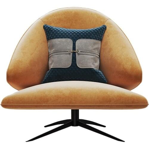 Haute Houndstooth Orange color Luxury European Modern Customized Fabric Single Sofa Leisure Chair for Living Room