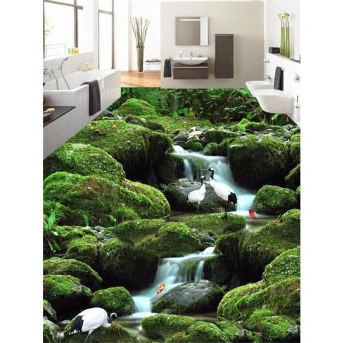 Customized floor painting river water stone stream 3D bathroom art floor tile living room shopping mall hotel parking lot floor
