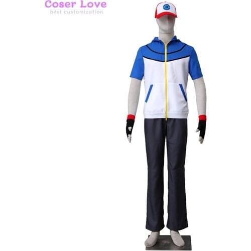 Pocket Monster BW Ash Ketchum kid adult Cosplay Costume Halloween Christmas Costume Not customizable