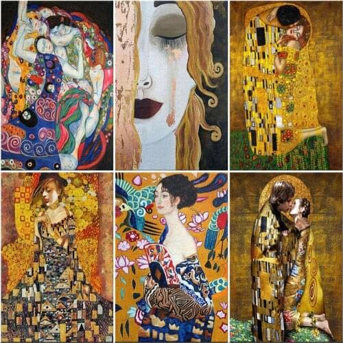 Paint With Diamond Mosaic Gustav Klimt Full Square Jewelry Cross Stitch Famous Art Pictures Patterns Rhinestone Home Decor Gift