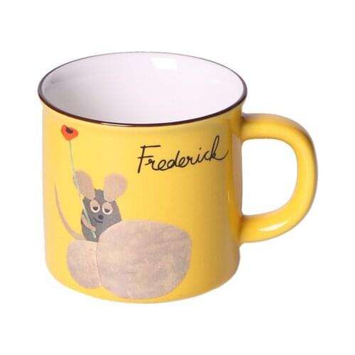 Japanese Style Cute Cartoon Mug Coffee Cup Home Ceramic Round Plate Tableware Milk Coffee Tea Water Drinkware Free Shipping