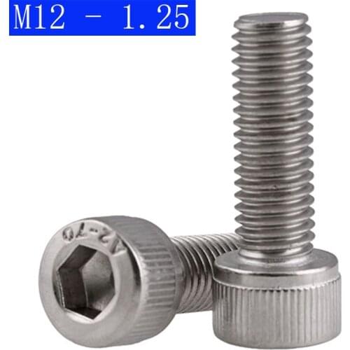 M12 - 1.25 ( 12mm ) Fine Thread 304 Stainless Steel Socket Head Caps Screws Metric DIN 912