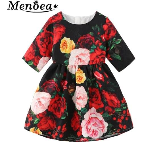 Menoea Summer Dresses 2020 Children Short-Sleeve Flower Pattern Clothes Dress European And American Style Kids Clothing Dress