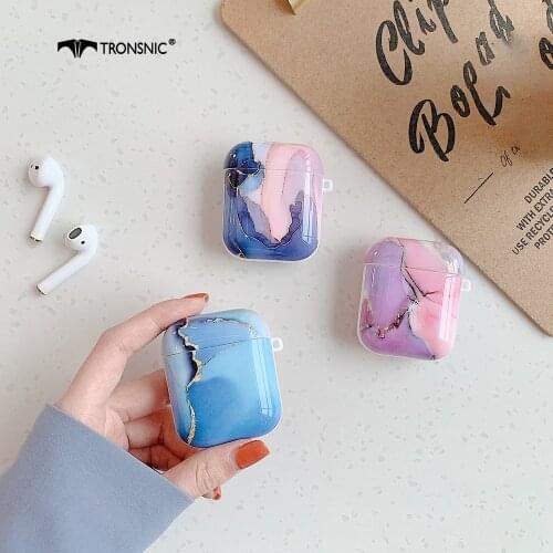 Marble Case for Apple Airpods 1 2 Case Soft Covers Silicone Headphone Glossy Box for Airpod Bluetooth Earphone Purple Pink Shiny