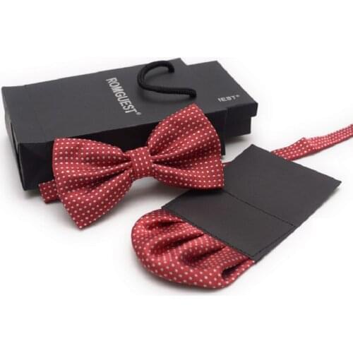 Men Bow tie set insert paper hankie classic men pocket square bow tie and handkerchief set bowknot bowtie handki wedding 2sets