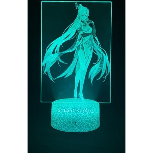 Bedroom Plug in Night Light LED Anime Nightlight Genshin Impact Decor Lamp Desk Ningguang Figure APP Control Birthday Gift Kids