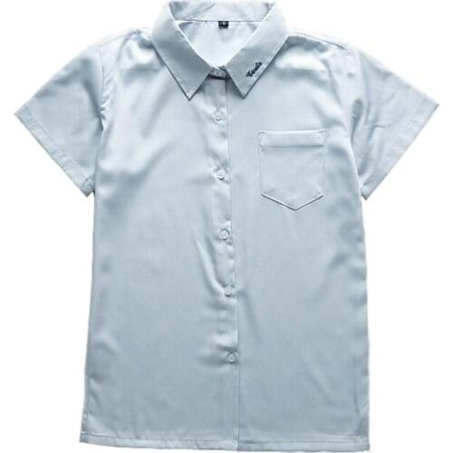 New Grey Blue Long Sleeve Blouse Shirt For Girls Middle High School Uniforms School Dress Jk Uniform Top Large-Size XS-2XL