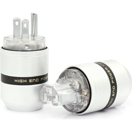 One Pair Rhodium Plated US Power Plug IEC Connector Female Male Plug HIFI DIY Mains Power