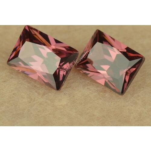 Wholesale 2X4m~13x18mm Light Rhodolite Cubic Zirconia Stone 5A Rectangle Shape Loose CZ Synthetic Gems For Jewelry