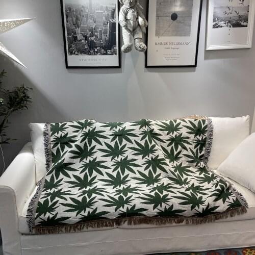 Green Leaves Outdoor Throw Blanket Sofa Covers Chic Cobertor Decorations for Home Dust Cover Air Conditioning Blankets for Bed