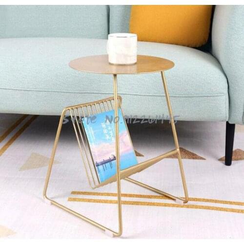 Nordic side table light luxury modern minimalist living room sofa side table round corner table bedside table metal round table