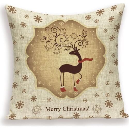 Happy Christmas Decor Cushion Covers Cartoon Santa Claus Throw Pillow Case Merry Deer Bed Pillows Cases Funda Cojin Decorativo