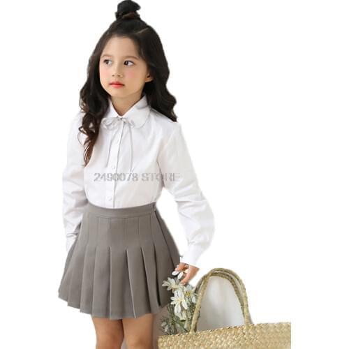 School Girls Formal Dress Blouse Shirt Brand Fashion Long Sleeve White Shirt for Big Girls Children Performance Clothing Blouse