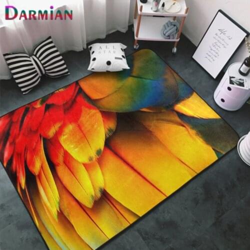 Modern Carpet Anti-Skid Area Floor Mat 3D Rug Non-Slip Dining Living Room Soft Bedroom Girls Colorful Bird Feather Dropshipping