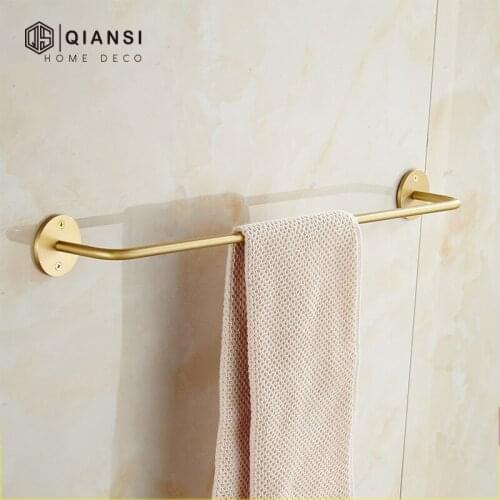 Qiansi Solid Brass Towel Rack Toilet Single Wall-mounted Bathroom Towel Rack Metal Polished Brushed Hanging Rod Anti-oxidation
