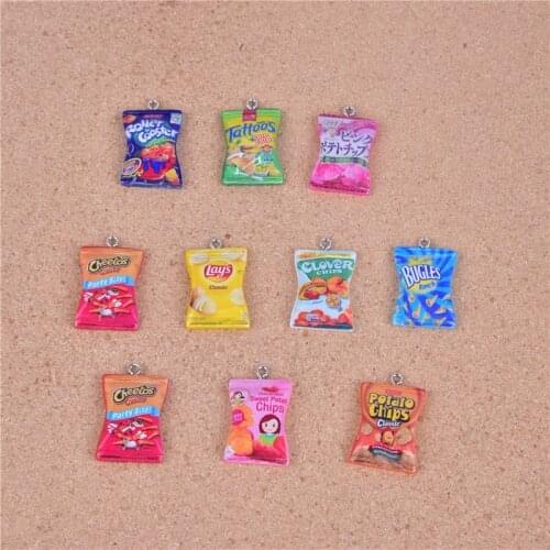 In Pair Mix 10pcs/20pcs Resin Potato Chips Charms Cute Snacks DIY Craft for Earring Key Chains Jewelry Handmade