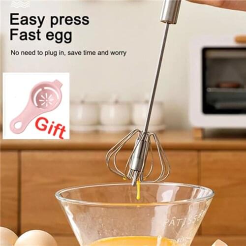 Kitchen Accessories Mixer Egg Beater Manual Self Turning Stainless Steel Whisk Hand Blender Egg Cream Stirring Kitchen Gadgets