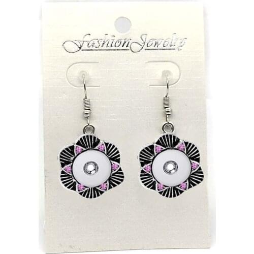 High quality 019 Rhinestones Butterfly 12mm Snap Button Earring For Women Charms White K Plated Design Snaps Earrings Jewelry