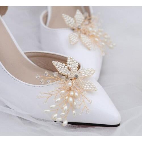 Shoe Clip Handmade Pearl Luxury Wedding Shoes Bride High Heel Decoration Floral Decoration Charms Accessories