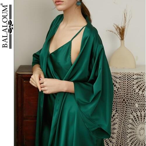 BALALOUM New Arrivals Women Green Robe Silk Sexy Kimono Nightgown Nightdress Wedding Bridal Party Bath Robes Gift High Quality
