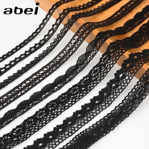 10Yards/lot 1-2.5cm Black Cotton Lace Fabric Furnishing Wrap knitting Embellishments DIY Clothes Bags Ornaments Handmade Trims