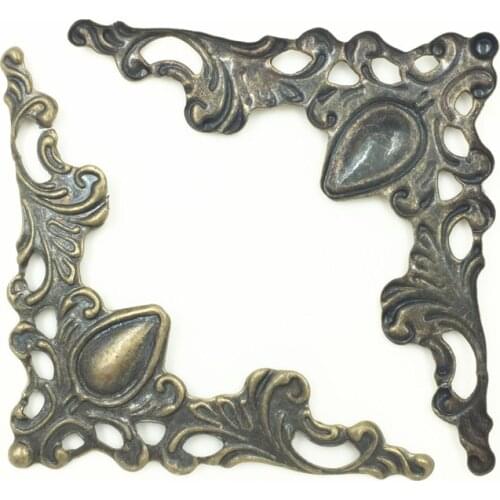 100Pcs Hollow Book Albums Menus Folders Corners Crafts Scrapbook Hardware Protectors 58x41mm, Bronze Tone/Rose Gold