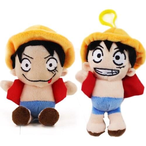 12cm One Piece Luffy plush keychain pedant soft stuffed cute show tooth doll toy for kids