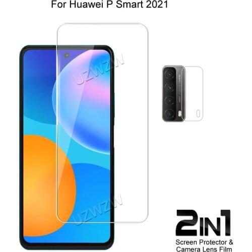 2 in 1 For Huawei P Smart 2021 Camera Lens Film & Screen Protector Guard Protective HD Tempered Glass Explosion Proof Anti-Shock
