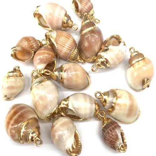 2020 Natural Shell Pendants Conch Shape Pendant Golden Plated for Jewelry Making DIY Necklace Accessorie Size 10x18-15x25mm