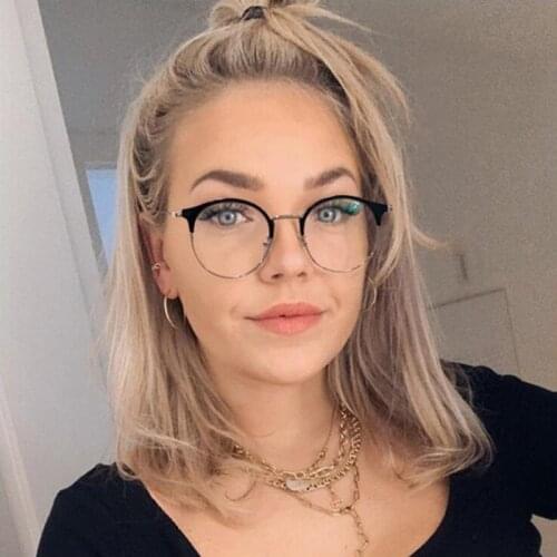 2021 TR90 Vintage Round Anti-blue Glasses Frame Women Fashion Optical Transparent Eyeglasses Female Spectacles Oculos Feminino