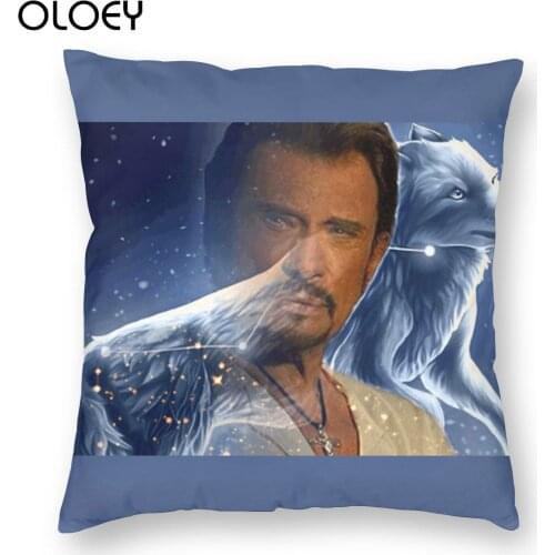 45x45cm Johnny Hallyday Throw Pillow Cover Polyester Throw Pillow Rock Music French Singer Casual Cushion Covers