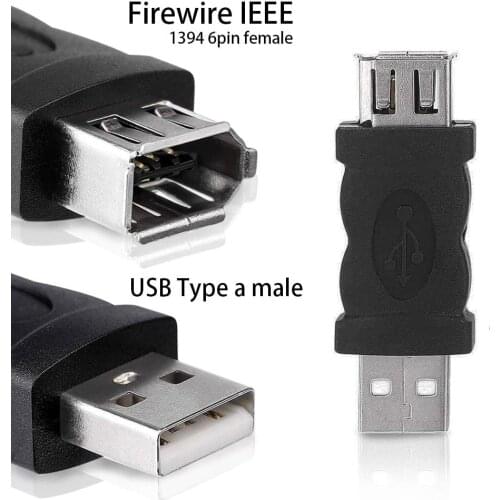 USB 2.0 A Male to Firewire IEEE 1394 6P Female Adaptor Converter Connector F/M