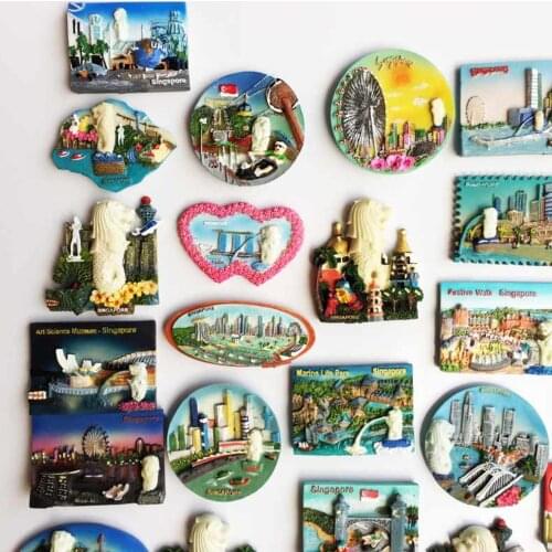 BABELEMI 1pcs Singapore Attractions Travel Souvenirs Fridge Magnets Fluorescent Magnetic Refrigerator Stickers Decoration Gifts