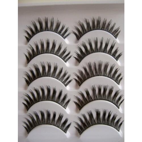Free shipping 2014 hot sale 5 Pairs/lot natural long thick cocking up girl High quality false eyelashes charming fake eyelashes