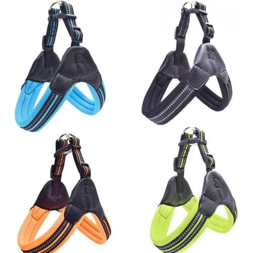 No Pull Leather Dog Harness For Pitbull Nylon Reflective Harness For Dog Small Medium Large Dogs Pet Harness Quick Control