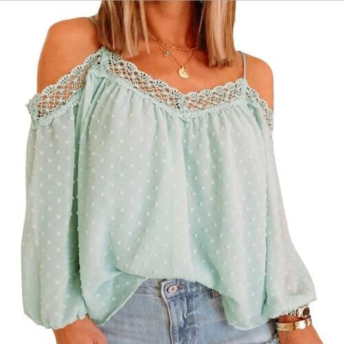 Womens Blouse Spring Autumn Solid Color Patchwork Lace Sling Off Shoulder Long Sleeve Shirts Woman Loose Blusas Femme Y2k Tops