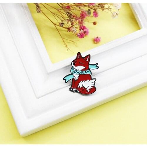 Hooray red fox Enamel Pin Cartoon animal Brooches Fashion custom badge bag jackets lapel pins