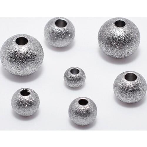 30pcs/lot Stainless Steel 3 4 5 6 8 10mm Round Scrub Ball Beads European Spacer Charm Beads for Bracelet DIY Jewelry Making