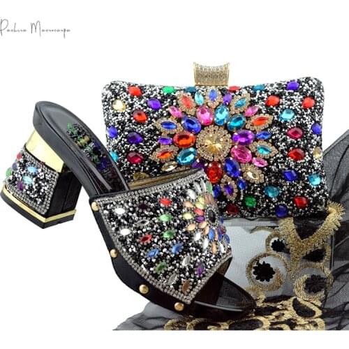 Black Matching Shoes and Bag Set In Heels Matching Shoes and Bag Set for Italian Party Nigerian Shoes and Bag Set