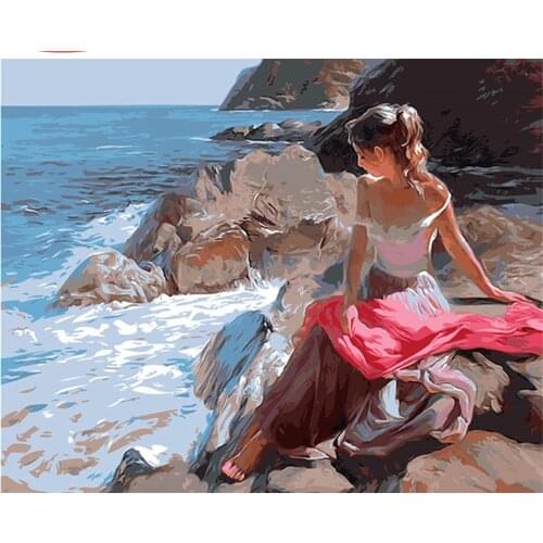 CraftArtGo Painting By Numbers Figure painting On Canvas HandPainted Gift Picture By Number Waterfall Kits Home Decoration