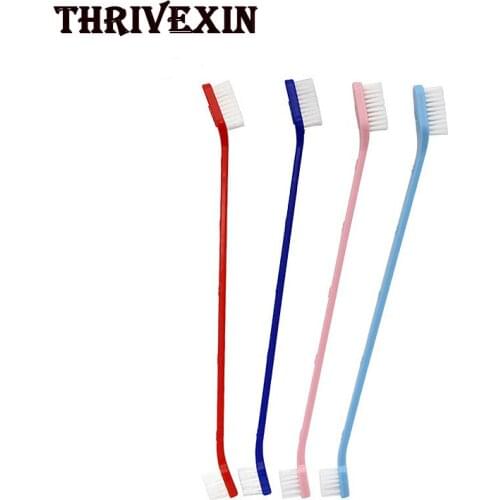 2Pcs Dog Dual-end Toothbrush Soft Long Handle Toothbrushes Pet Cat Dogs Tooth Brush Dental Care Pet Bad Breath Tartar Teeth Tool